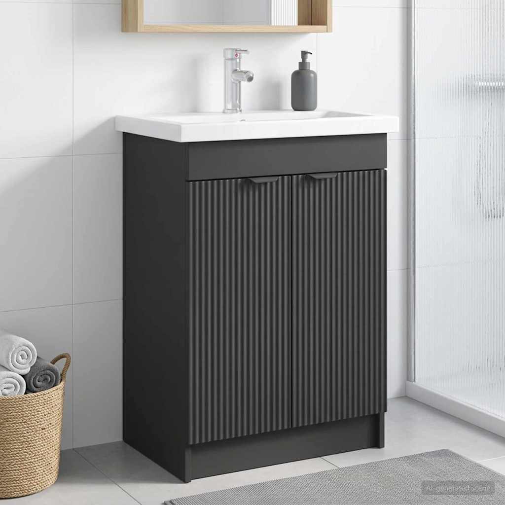 vidaXL Badkamer onder wastafel kast Wit 56 x 37,5 x 81 cm Bewerkt hout