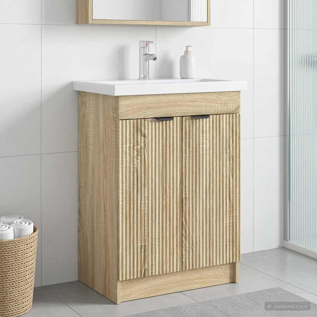 vidaXL Badkamer onder wastafel kast Wit 56 x 37,5 x 81 cm Bewerkt hout