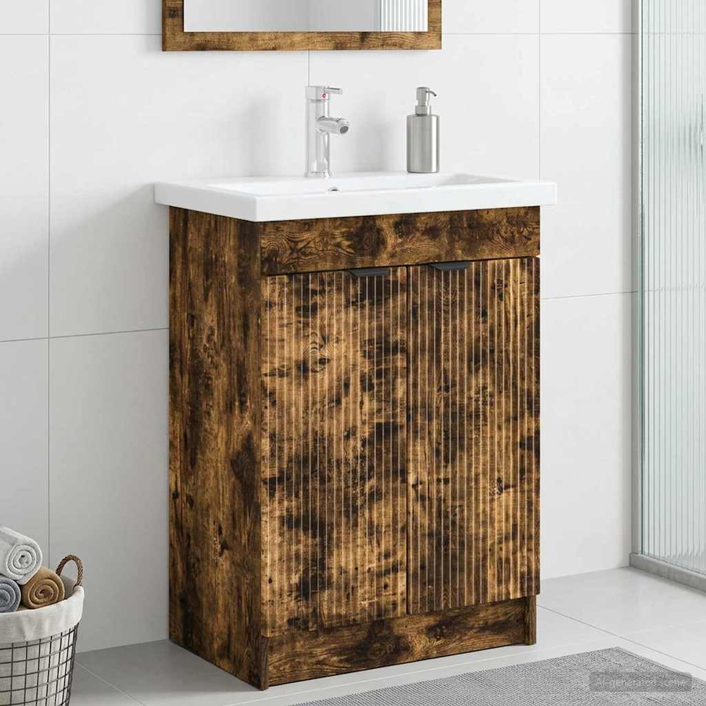 vidaXL Badkamer onder wastafel kast Wit 56 x 37,5 x 81 cm Bewerkt hout