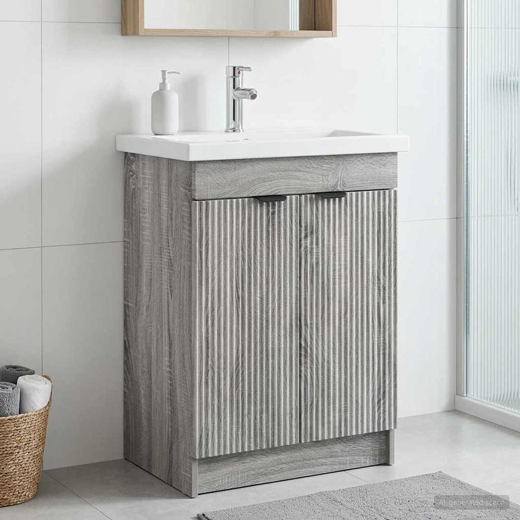 vidaXL Badkamer onder wastafel kast Wit 56 x 37,5 x 81 cm Bewerkt hout