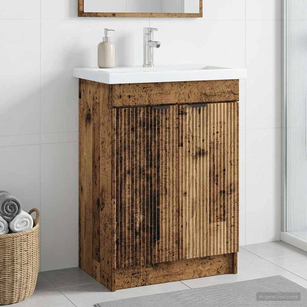 vidaXL Badkamer onder wastafel kast Wit 56 x 37,5 x 81 cm Bewerkt hout
