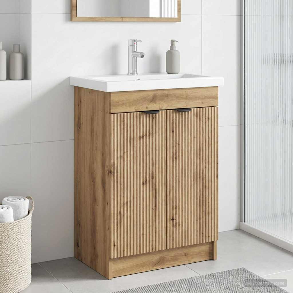 vidaXL Badkamer onder wastafel kast Wit 56 x 37,5 x 81 cm Bewerkt hout