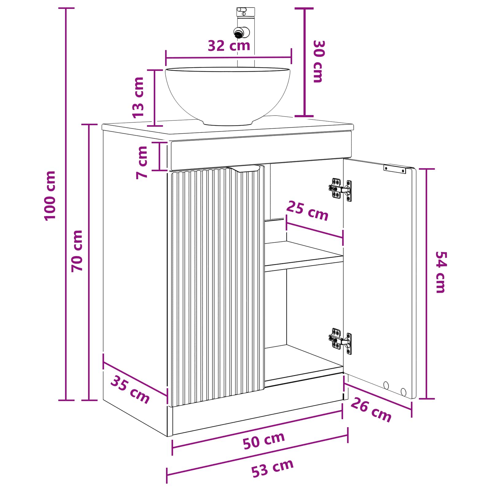 vidaXL Badkamermeubel met Wasbak Wit 54 x 35 x 83 cm Bewerkt hout
