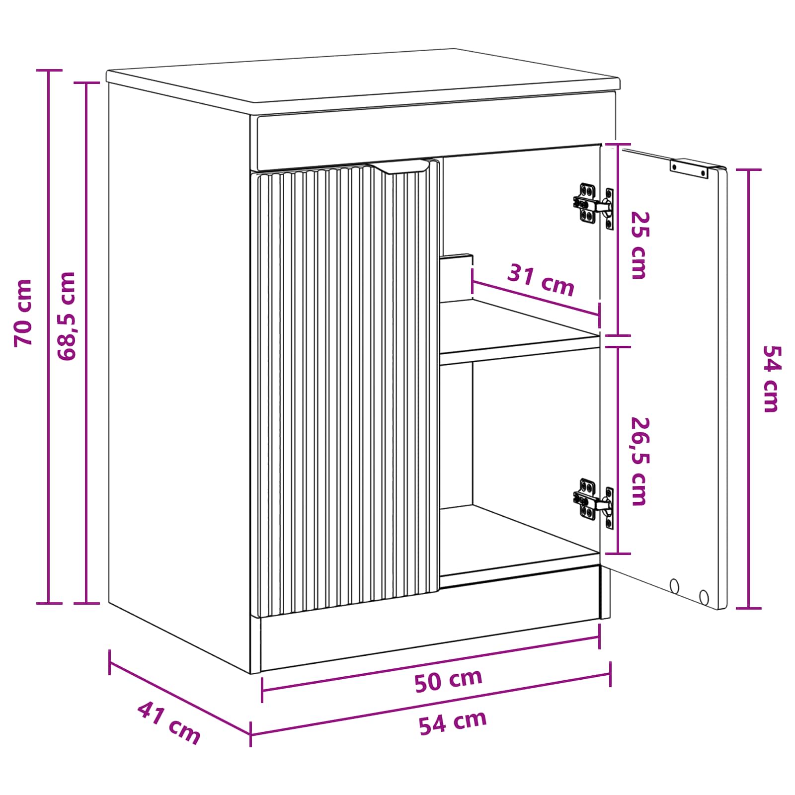 vidaXL Badkamerkast Wit 54 x 41 x 70 cm Bewerkt hout