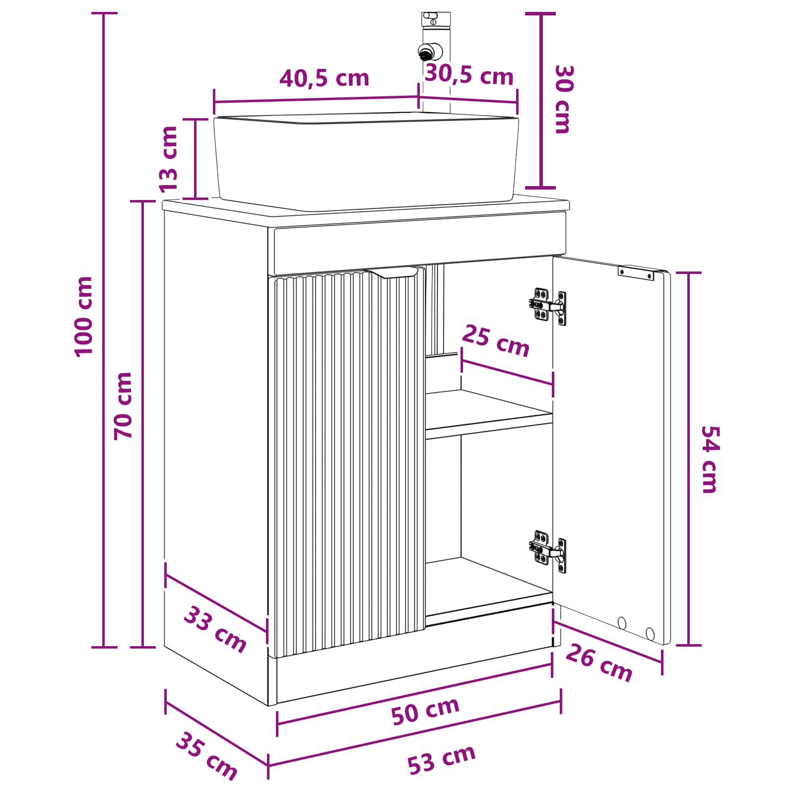 vidaXL Badkamermeubel met Wasbak Wit 54 x 35 x 83 cm Bewerkt hout