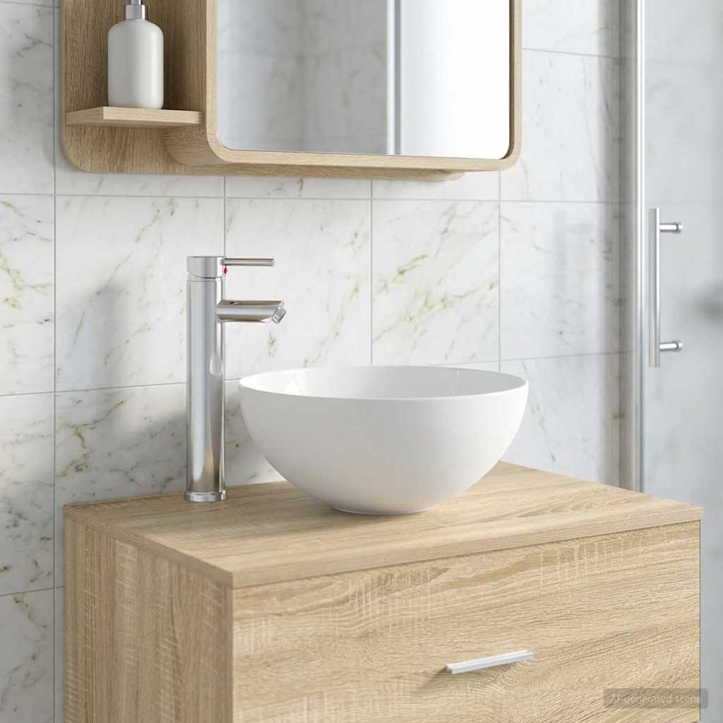 vidaXL Badkamer Waskom Chroom 32 x 32 x 13 cm Metaal