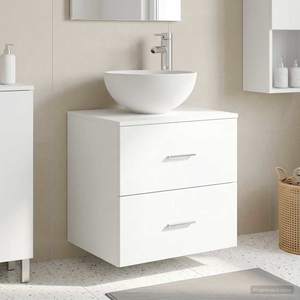 vidaXL Wandgemonteerde Wastafel Vanity Wit 49,5 x 35 x 63 cm