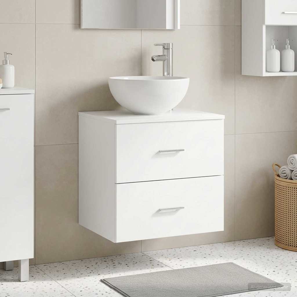 vidaXL Wandgemonteerde wastafelmeubel Wit 49,5 x 41 x 64,5 cm