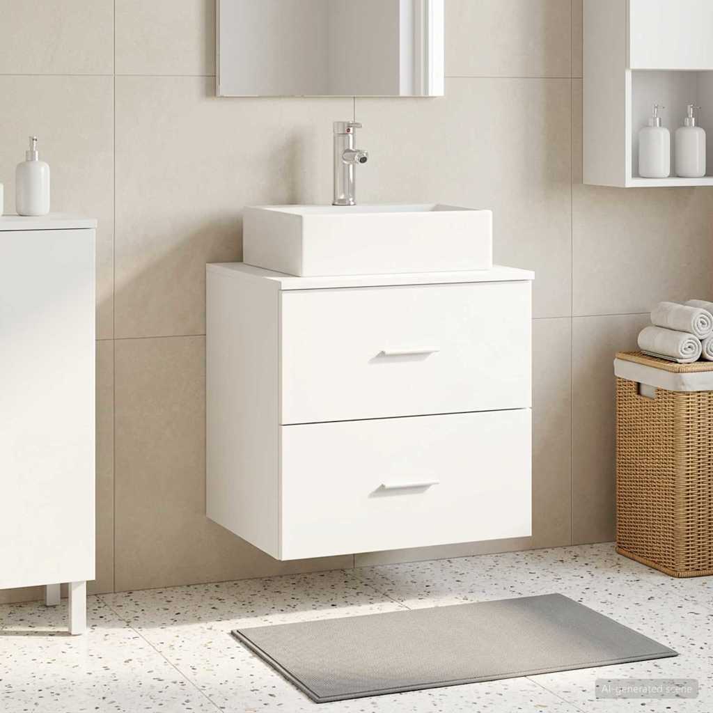 vidaXL Wandgemonteerde wastafelmeubel Wit 49,5 x 41 x 62,5 cm