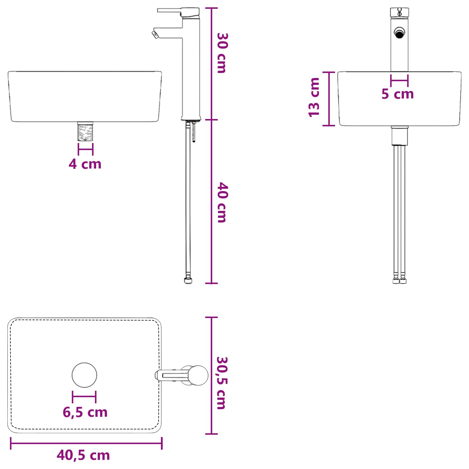vidaXL Wandgemonteerde wastafelmeubel Wit 53 x 34,5 x 63 cm