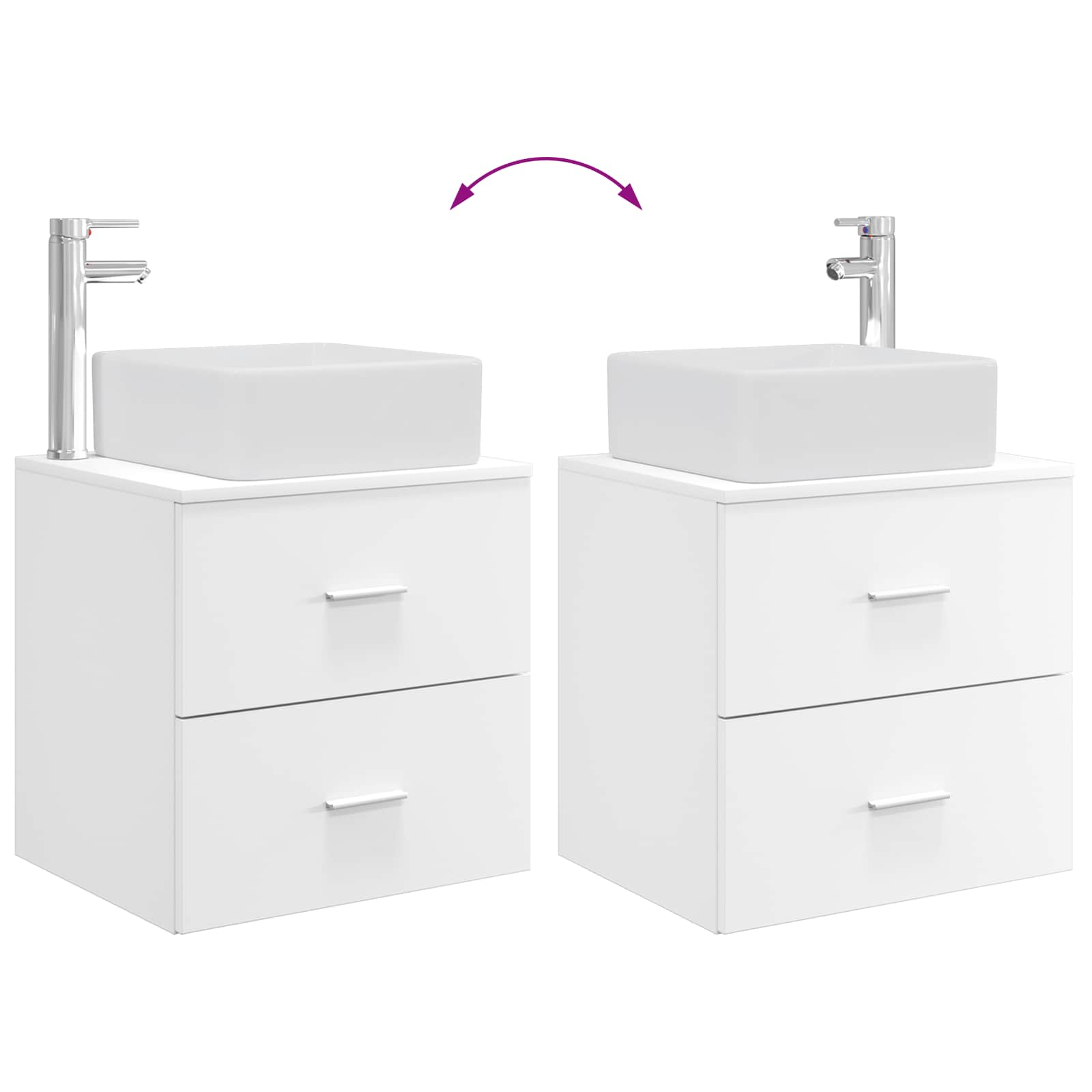 vidaXL Wandgemonteerde wastafelmeubel Wit 53 x 34,5 x 63 cm
