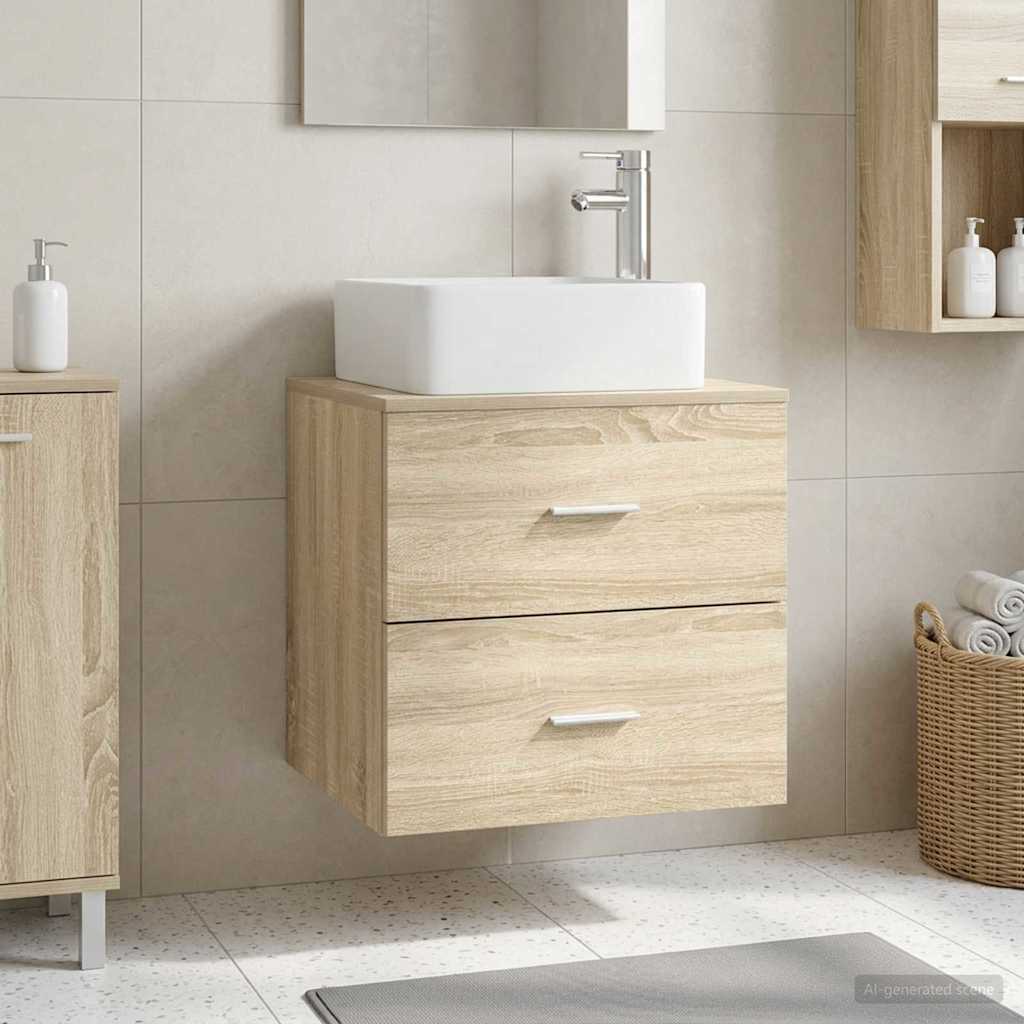 vidaXL Wandgemonteerde wastafelmeubel Wit 53 x 34,5 x 63 cm