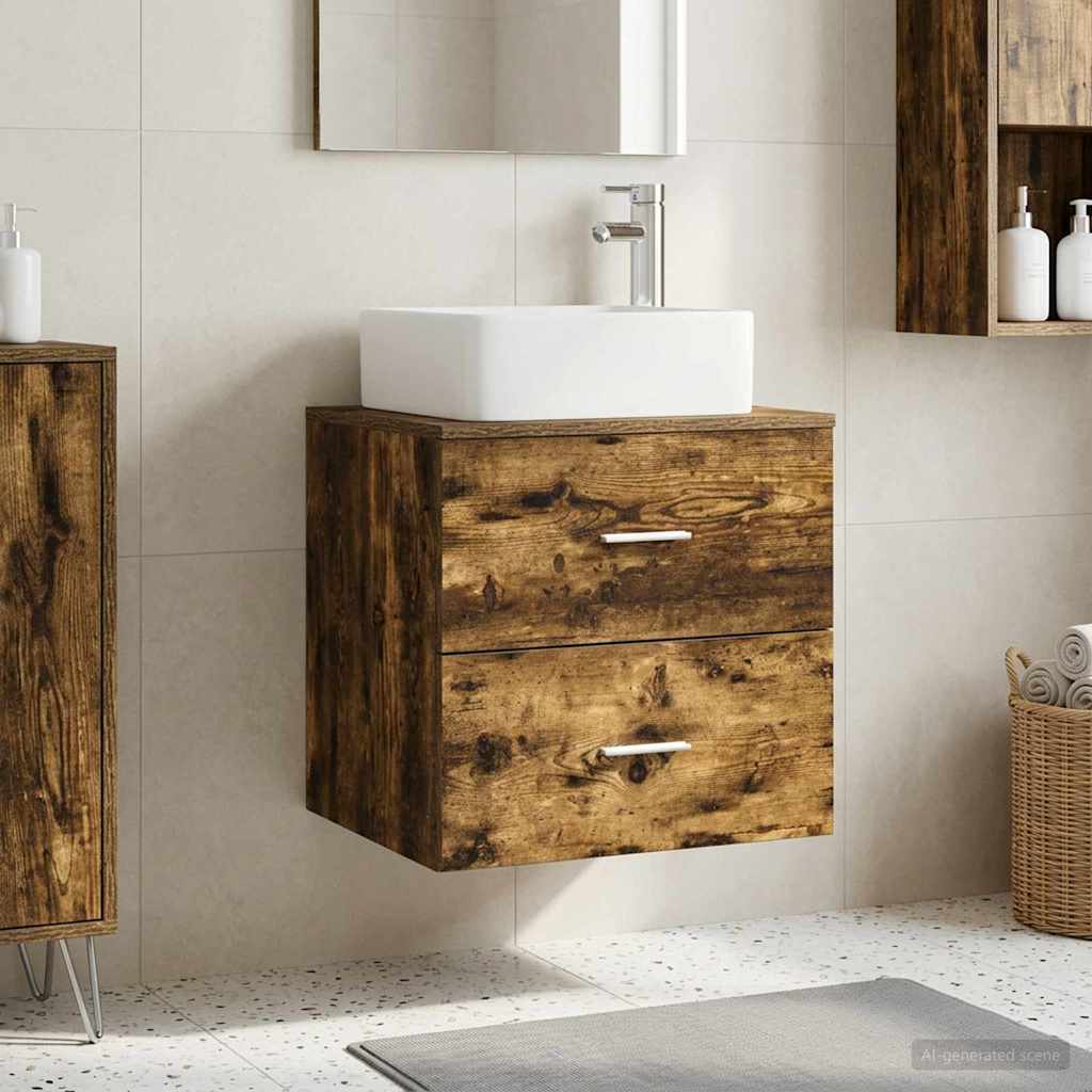 vidaXL Wandgemonteerde wastafelmeubel Wit 53 x 34,5 x 63 cm