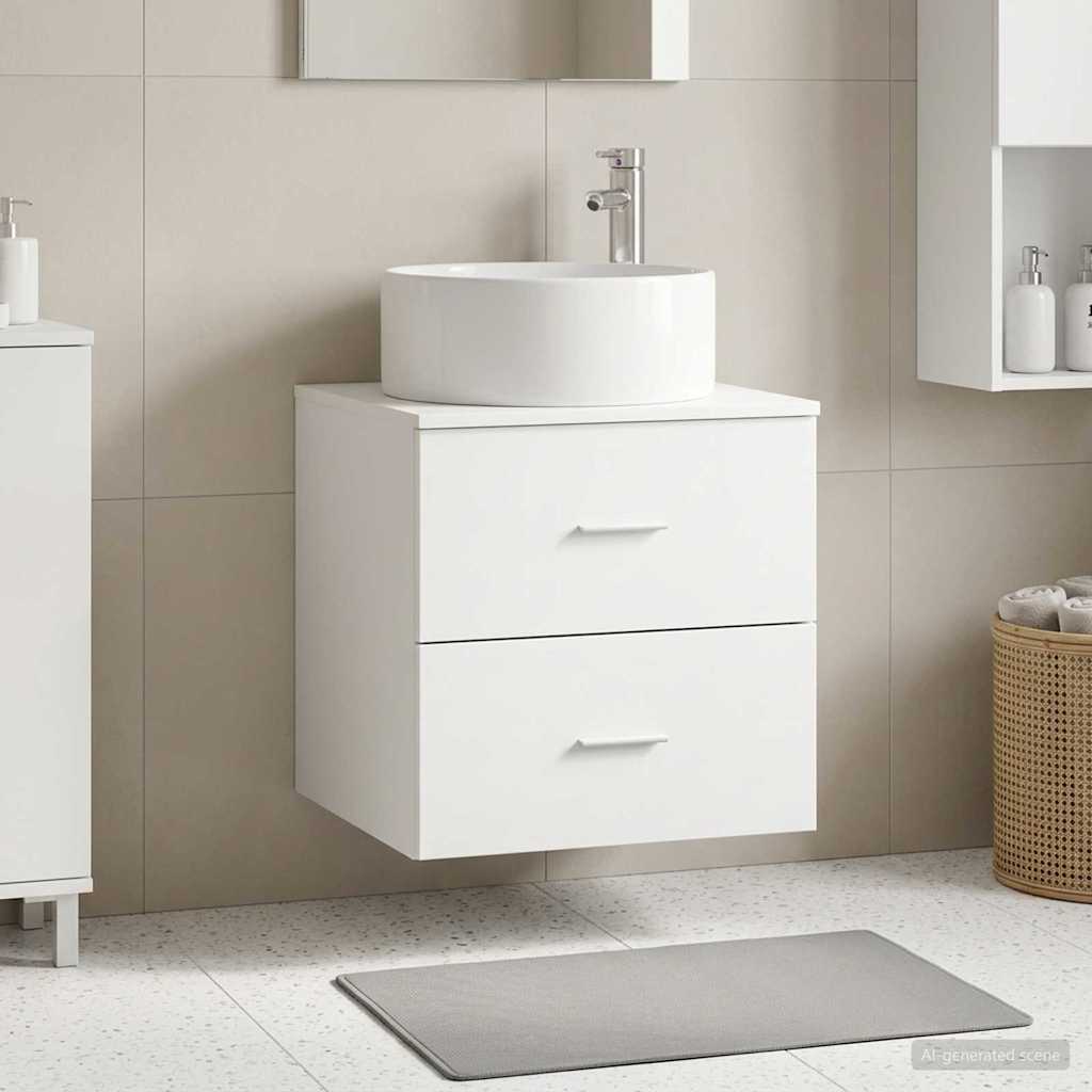 vidaXL Wandgemonteerde wastafelmeubel Wit 49,5 x 44,5 x 65,5 cm