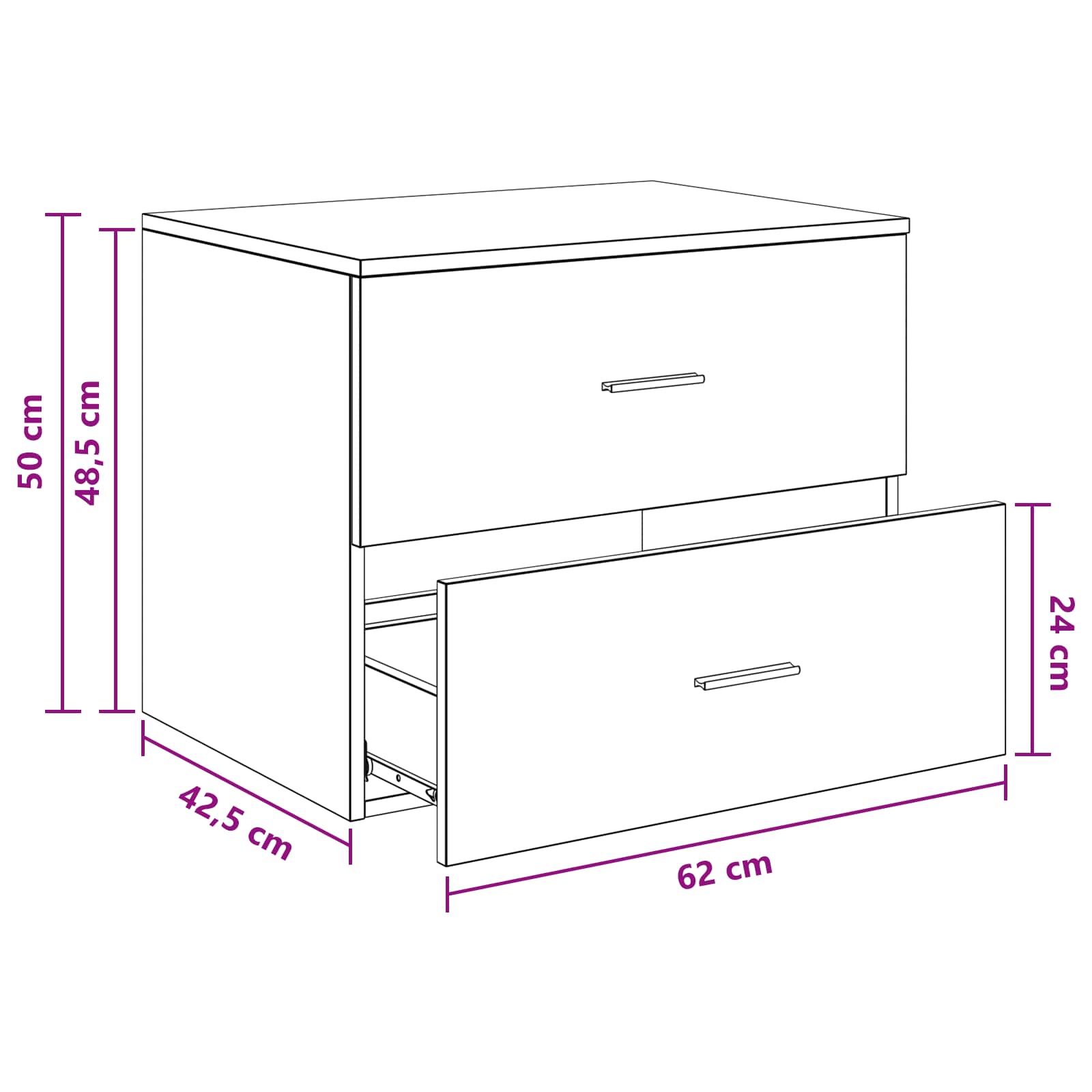 vidaXL Wandgemonteerde Badkamerkast Wit 62,5 x 44,5 x 50 cm