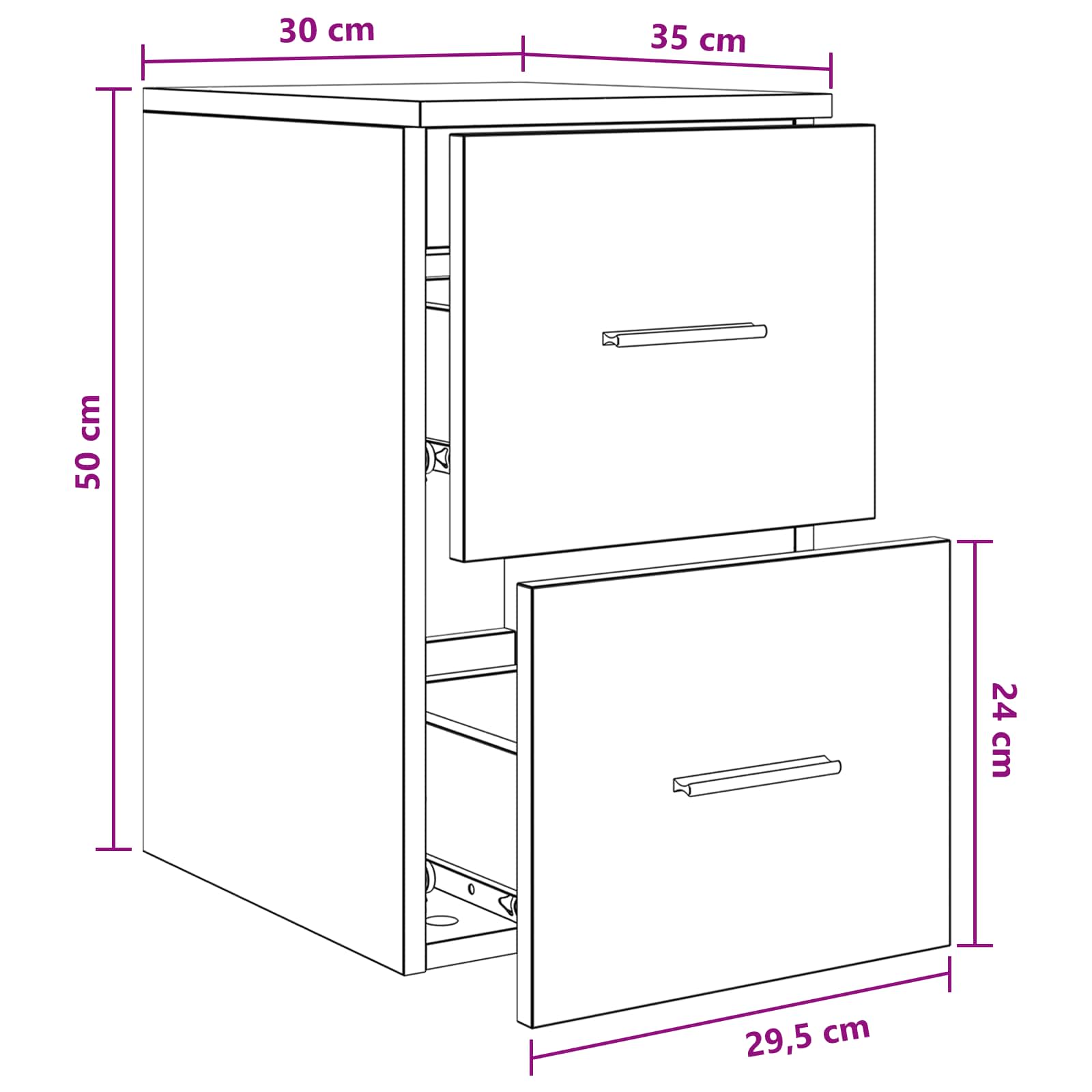 vidaXL Badkamerkast Tussenin Wit 30 x 35 x 50 cm Bewerkt hout