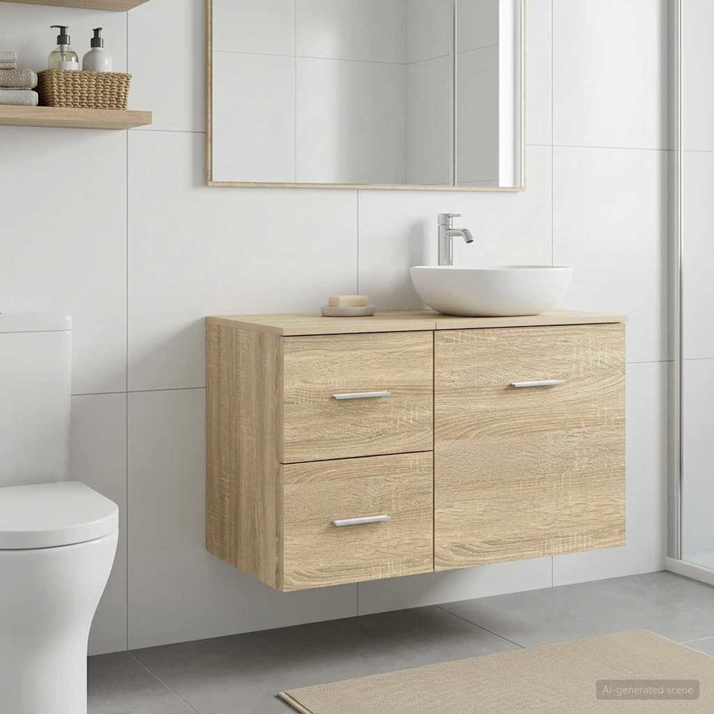 vidaXL Badkamerkast Tussenin Wit 30 x 35 x 50 cm Bewerkt hout