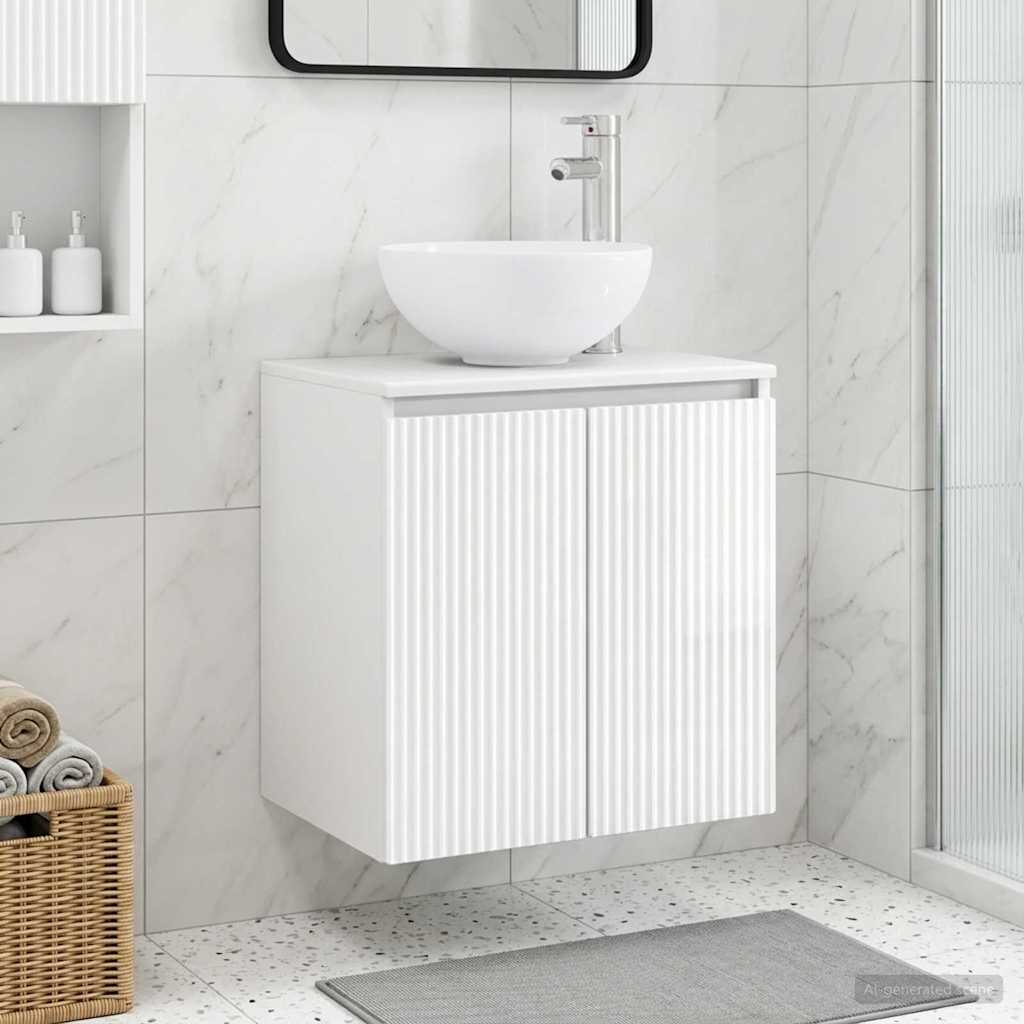 vidaXL Wandgemonteerde wastafelmeubel Wit 49,5 x 41 x 64,5 cm