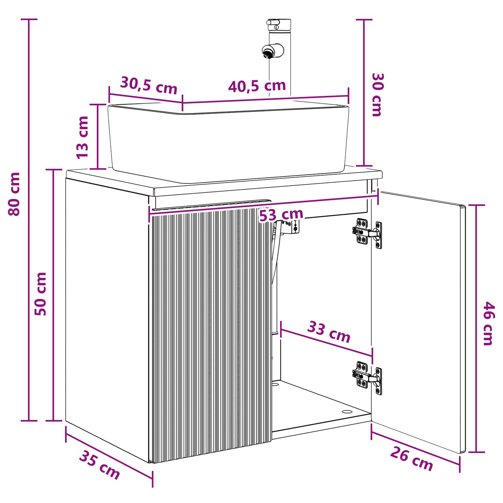 vidaXL Wandgemonteerde wastafelmeubel Wit 53 x 35 x 63 cm Bewerkt hout