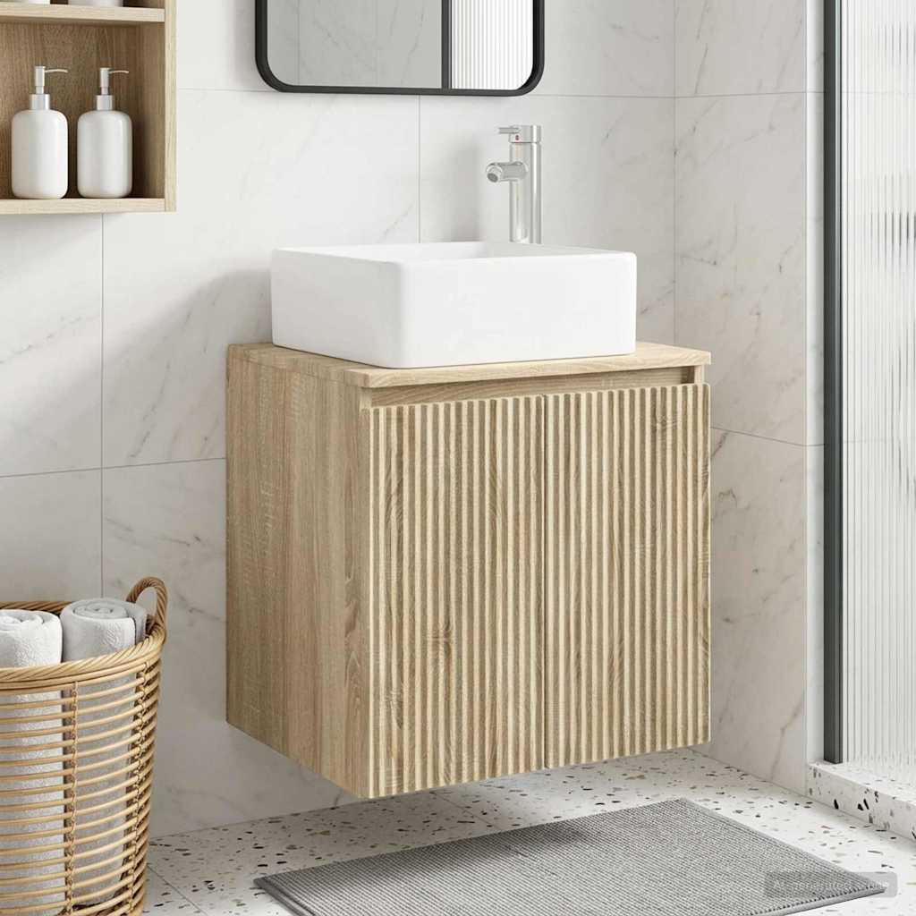vidaXL Wandgemonteerde wastafelmeubel Wit 53 x 35 x 63 cm Bewerkt hout