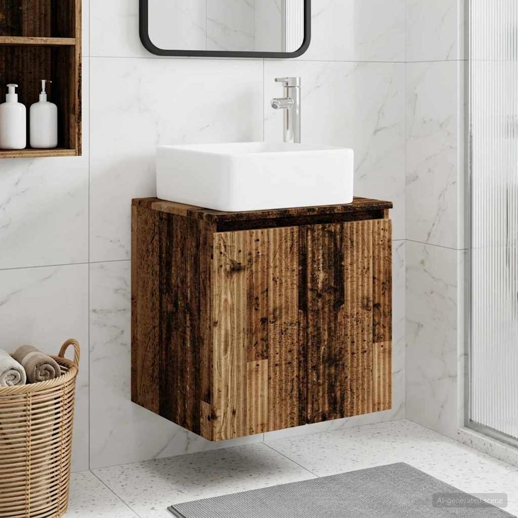 vidaXL Wandgemonteerde wastafelmeubel Wit 53 x 35 x 63 cm Bewerkt hout