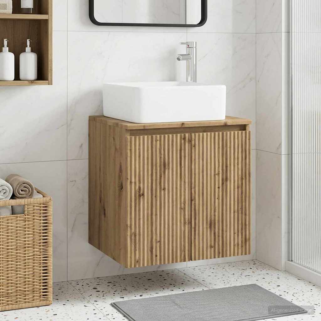 vidaXL Wandgemonteerde wastafelmeubel Wit 53 x 35 x 63 cm Bewerkt hout