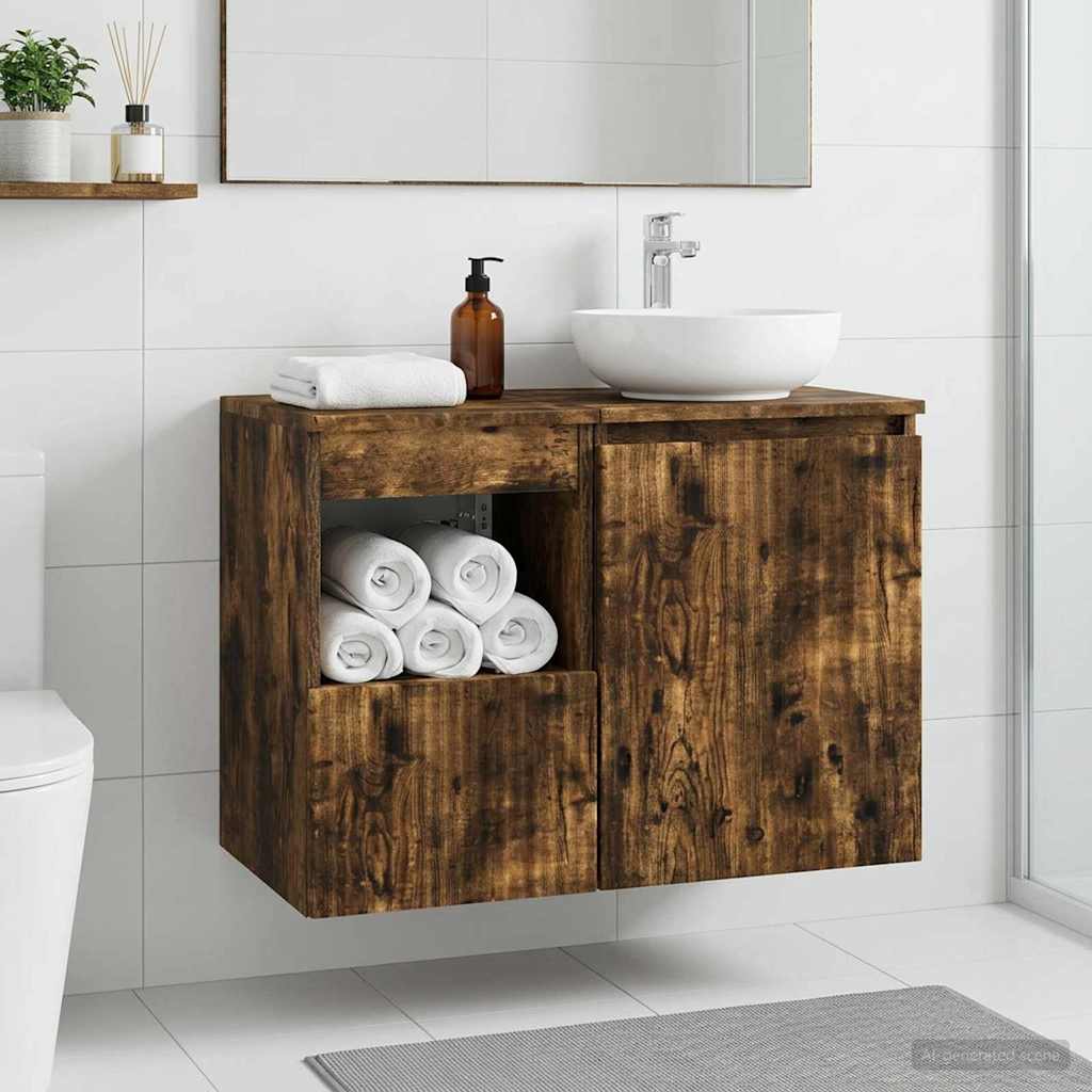 vidaXL Badkamerkast Wit 30 x 35 x 50 cm Bewerkt hout