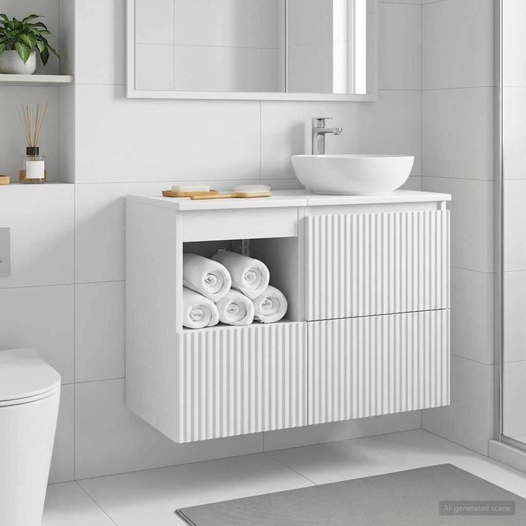 vidaXL Badkamerkast Wit 30 x 35 x 50 cm Bewerkt hout
