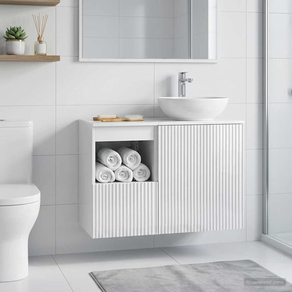 vidaXL Badkamerkast Wit 30 x 35 x 50 cm Bewerkt hout