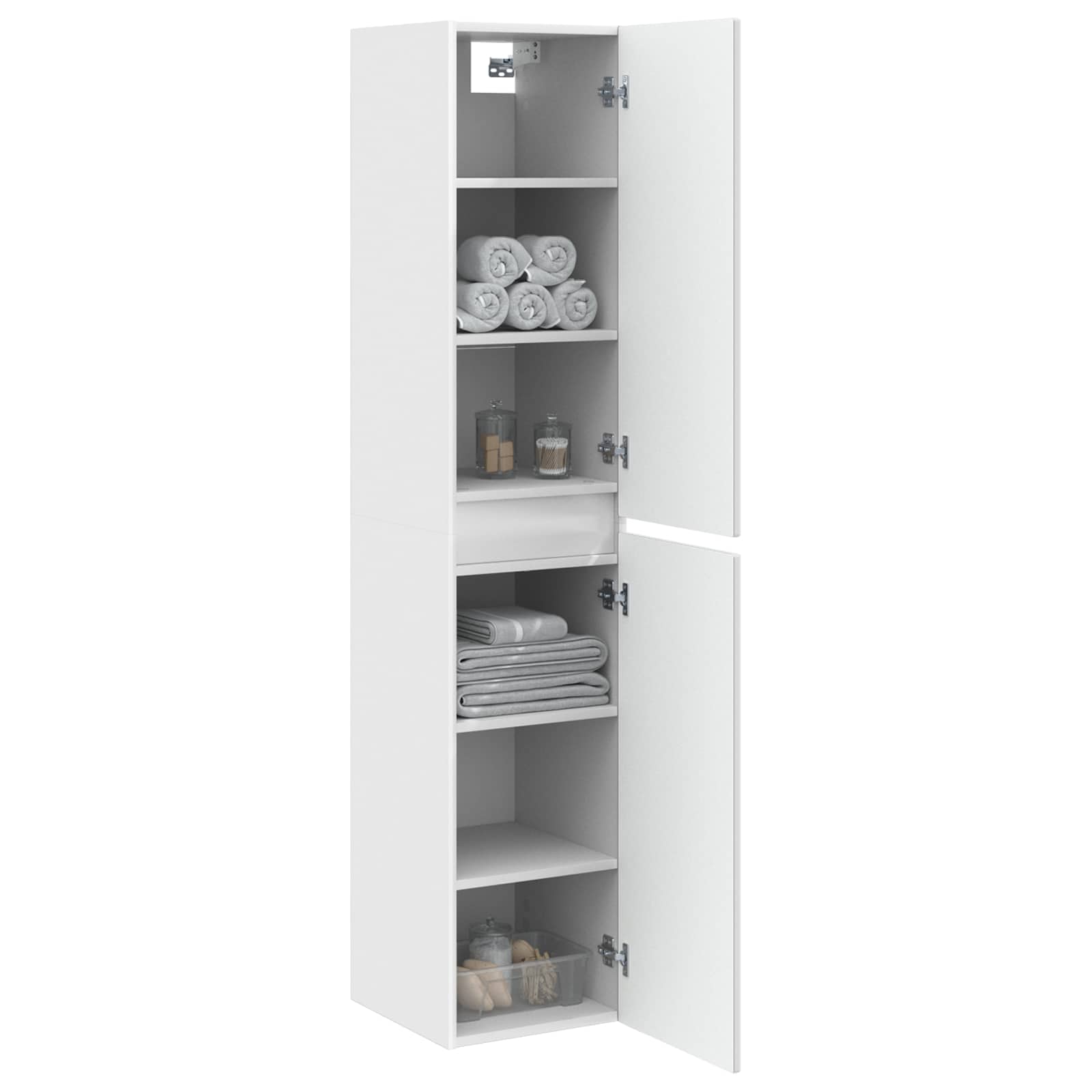 vidaXL Wand Gemonteerde Badkamerkast Wit 33 x 34,5 x 160 cm