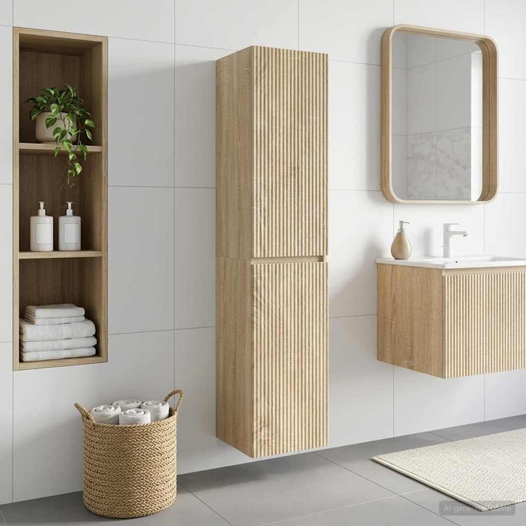 vidaXL Wand Gemonteerde Badkamerkast Wit 33 x 34,5 x 160 cm