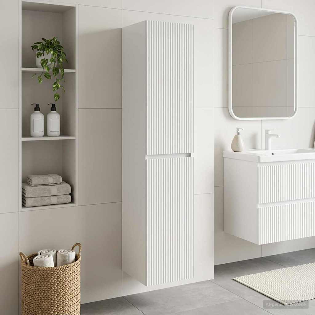 vidaXL Wand Gemonteerde Badkamerkast Wit 33 x 34,5 x 160 cm
