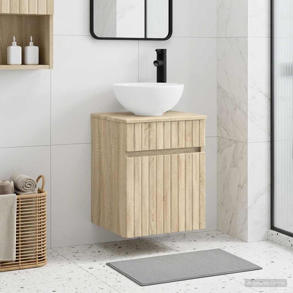 vidaXL Wandgemonteerde wastafelmeubel Wit 39 x 35 x 63 cm Bewerkt hout