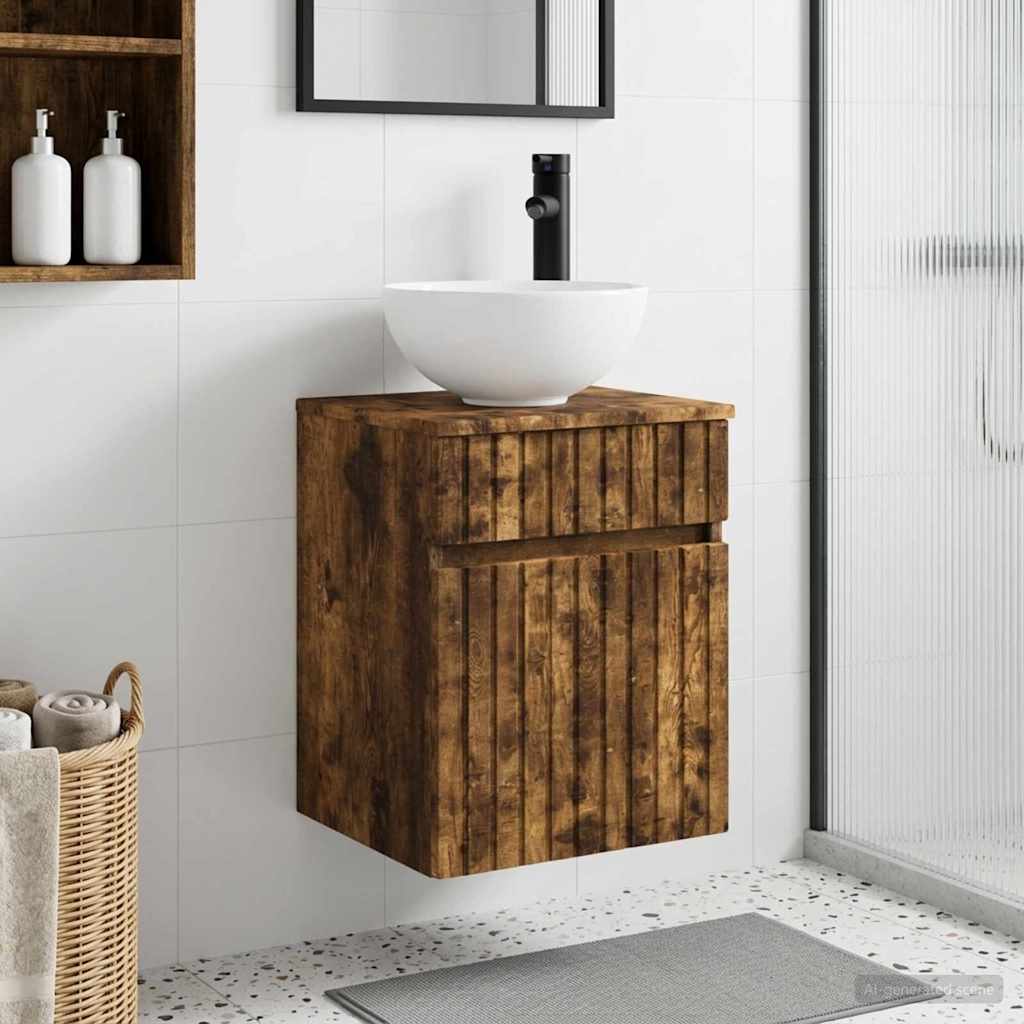 vidaXL Wandgemonteerde wastafelmeubel Wit 39 x 35 x 63 cm Bewerkt hout