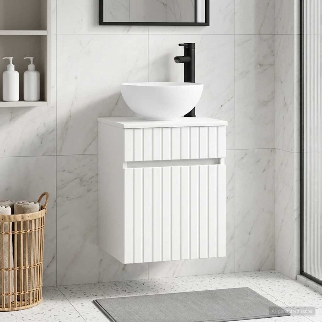 vidaXL Wandgemonteerde wastafelmeubel Wit 39 x 41 x 64,5 cm
