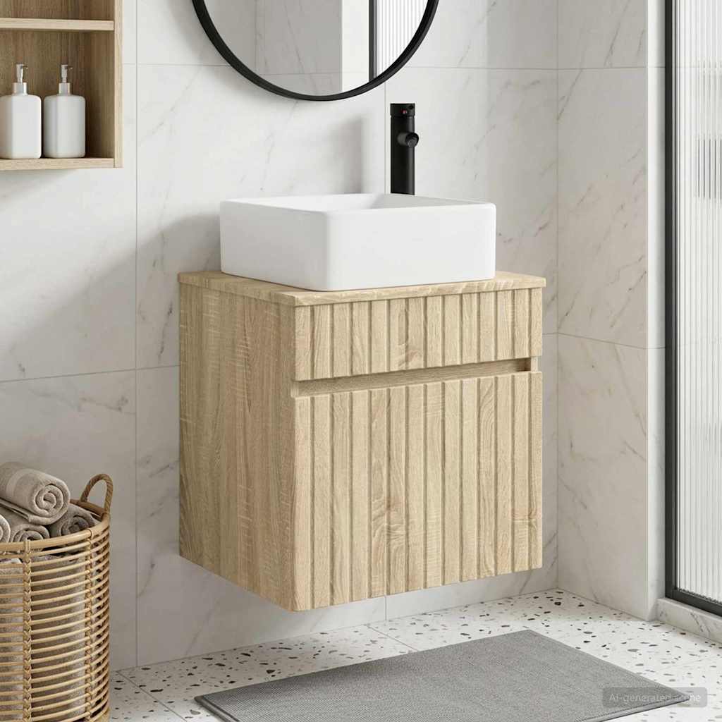 vidaXL Wandgemonteerde wastafelmeubel Wit 49 x 41 x 63 cm Bewerkt hout