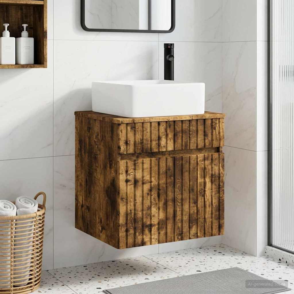 vidaXL Wandgemonteerde wastafelmeubel Wit 49 x 41 x 63 cm Bewerkt hout