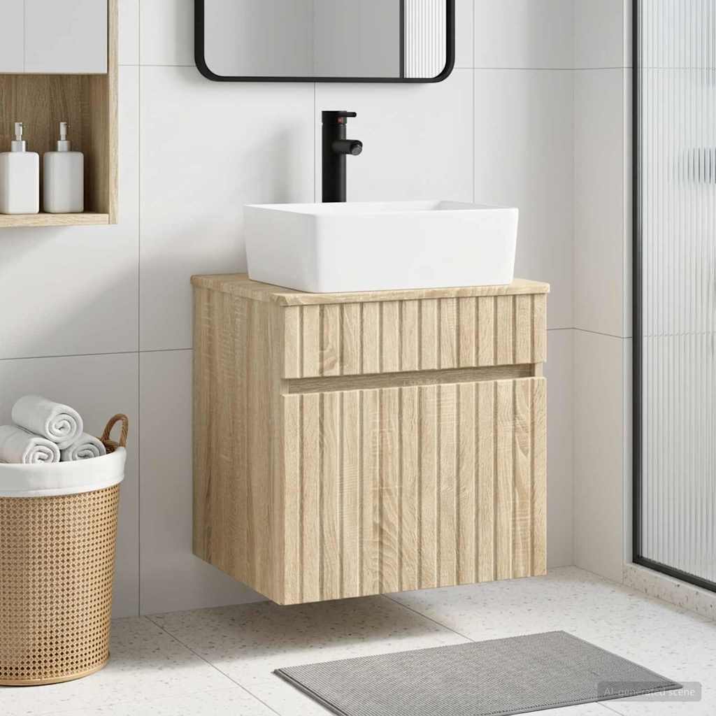 vidaXL Wandgemonteerde wastafelmeubel Wit 49 x 41 x 63 cm Bewerkt hout