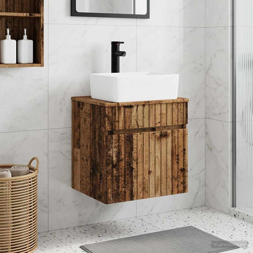 vidaXL Wandgemonteerde wastafelmeubel Wit 49 x 41 x 63 cm Bewerkt hout