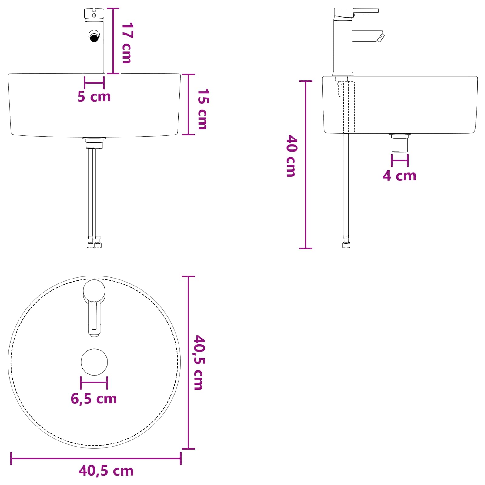vidaXL Wandgemonteerde wastafelmeubel Wit 49 x 44,5 x 65 cm