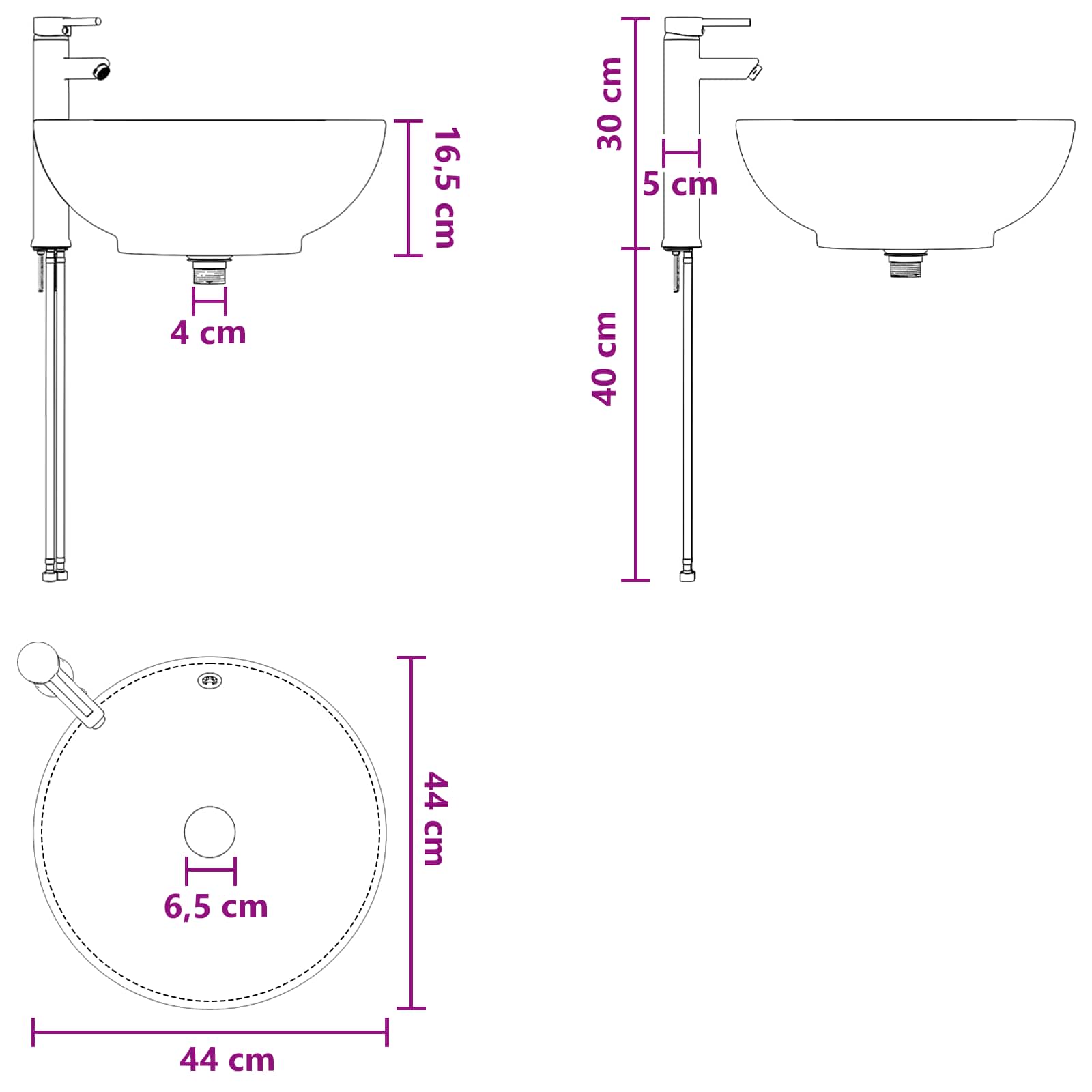 vidaXL Wandgemonteerde wastafelmeubel Wit 49 x 44,5 x 66,5 cm