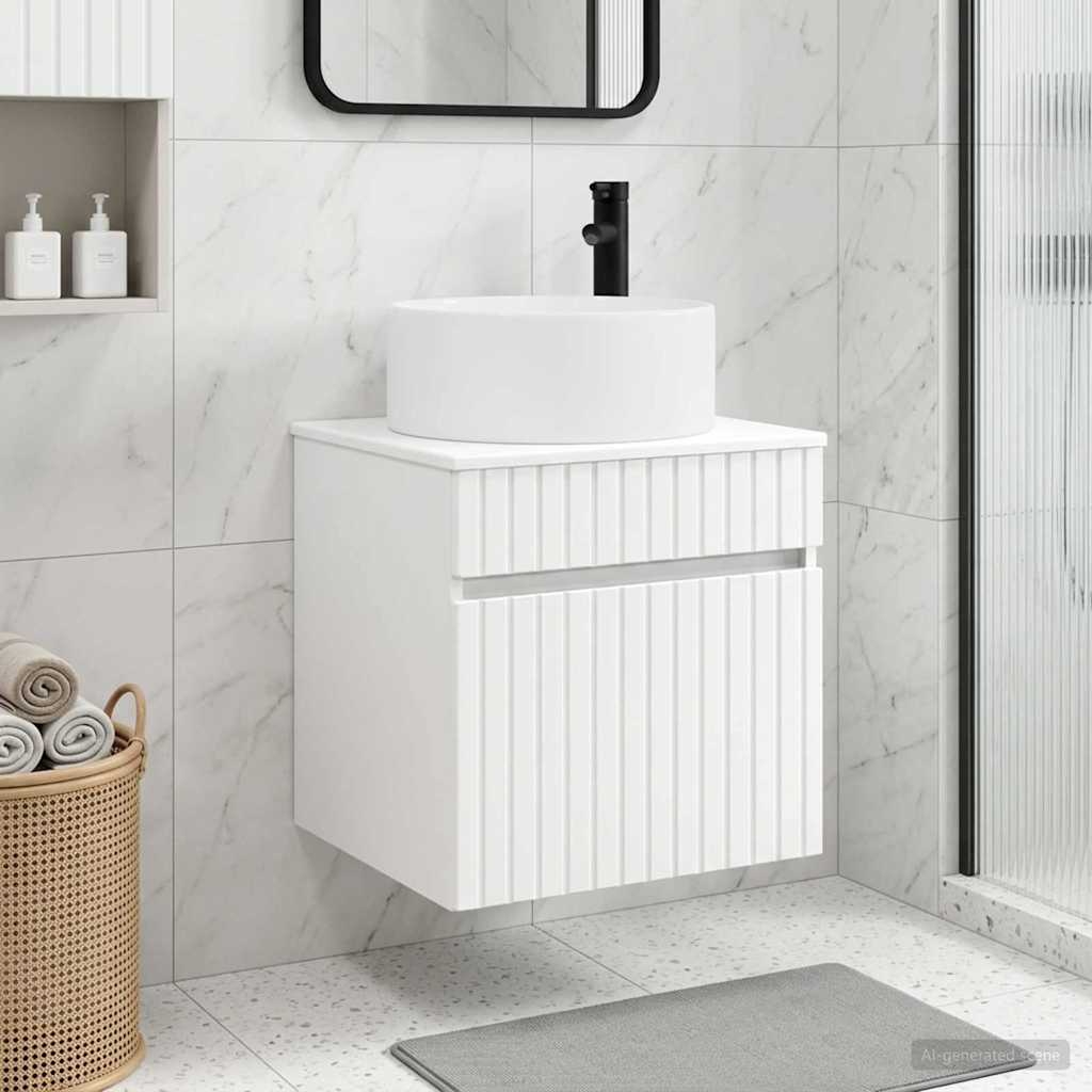 vidaXL Wandgemonteerde wastafelmeubel Wit 49 x 44,5 x 65,5 cm