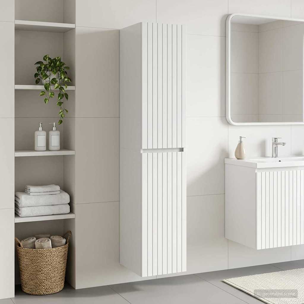 vidaXL Wand Gemonteerde Badkamerkast Wit 33 x 34,5 x 160 cm