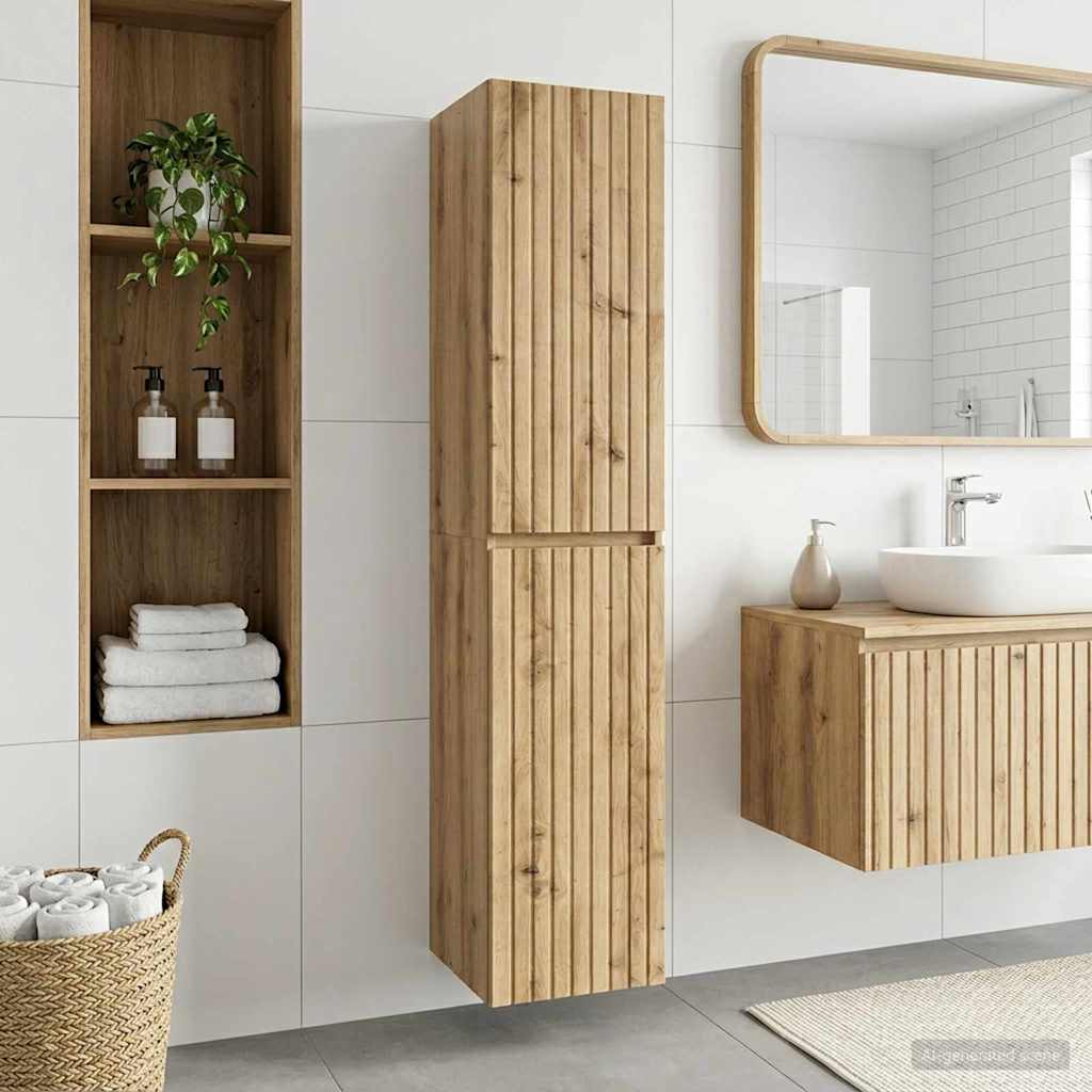 vidaXL Wand Gemonteerde Badkamerkast Wit 33 x 34,5 x 160 cm