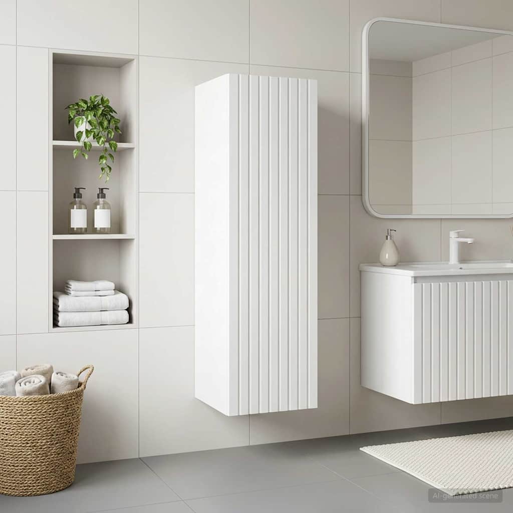 vidaXL Wand Gemonteerde Badkamerkast Wit 33 x 34,5 x 160 cm