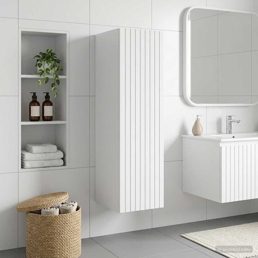 vidaXL Wand Gemonteerde Badkamerkast Wit 33 x 34,5 x 160 cm