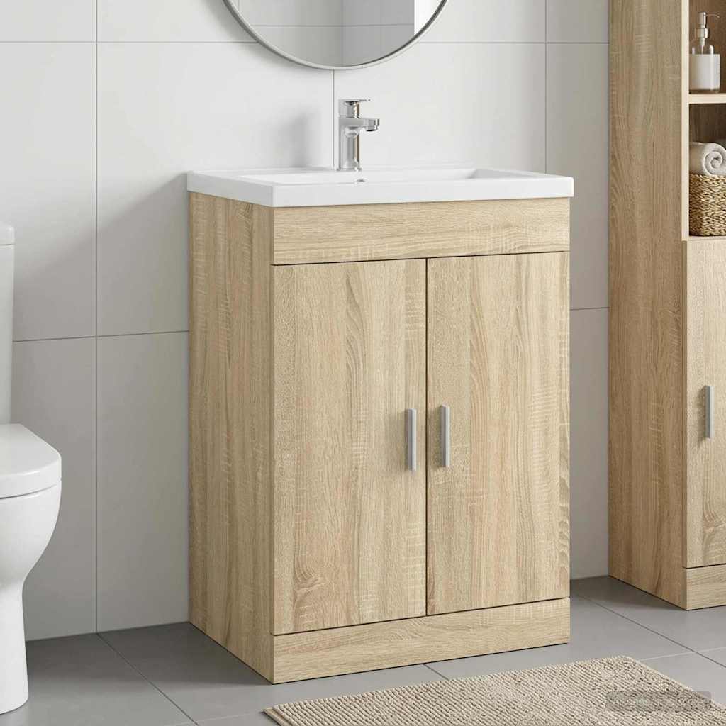 vidaXL Badkamer Onder Wasbak Kast Wit 56 x 37,5 x 81 cm Bewerkt hout