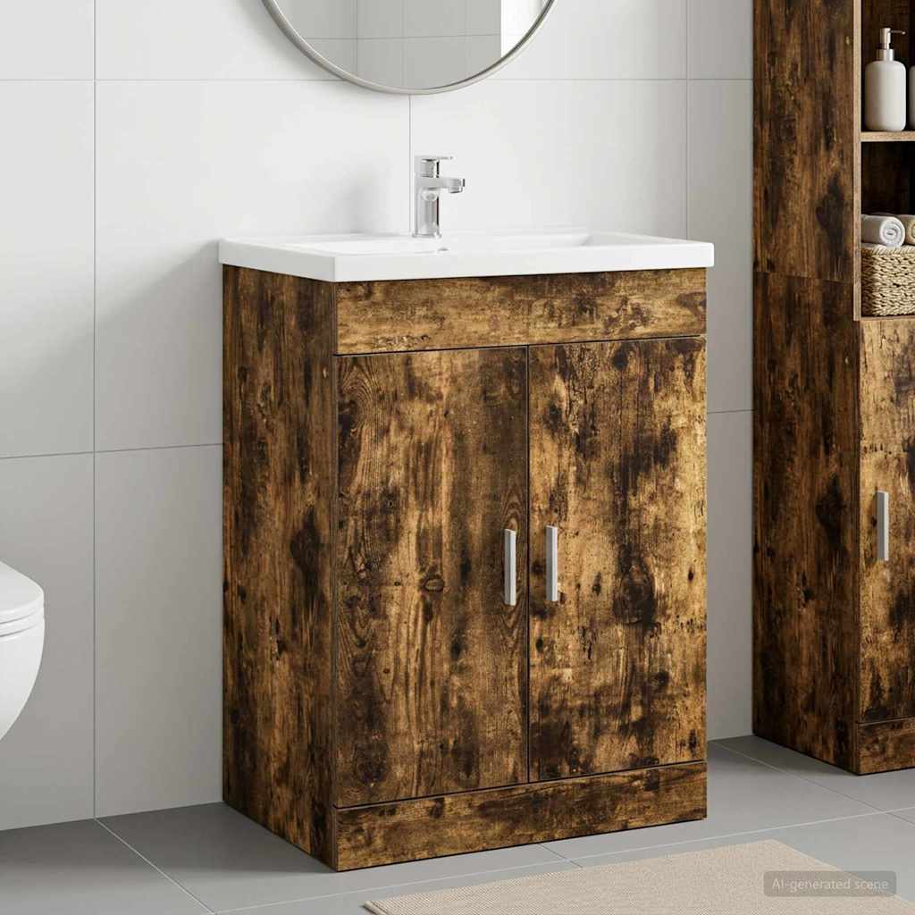 vidaXL Badkamer Onder Wasbak Kast Wit 56 x 37,5 x 81 cm Bewerkt hout