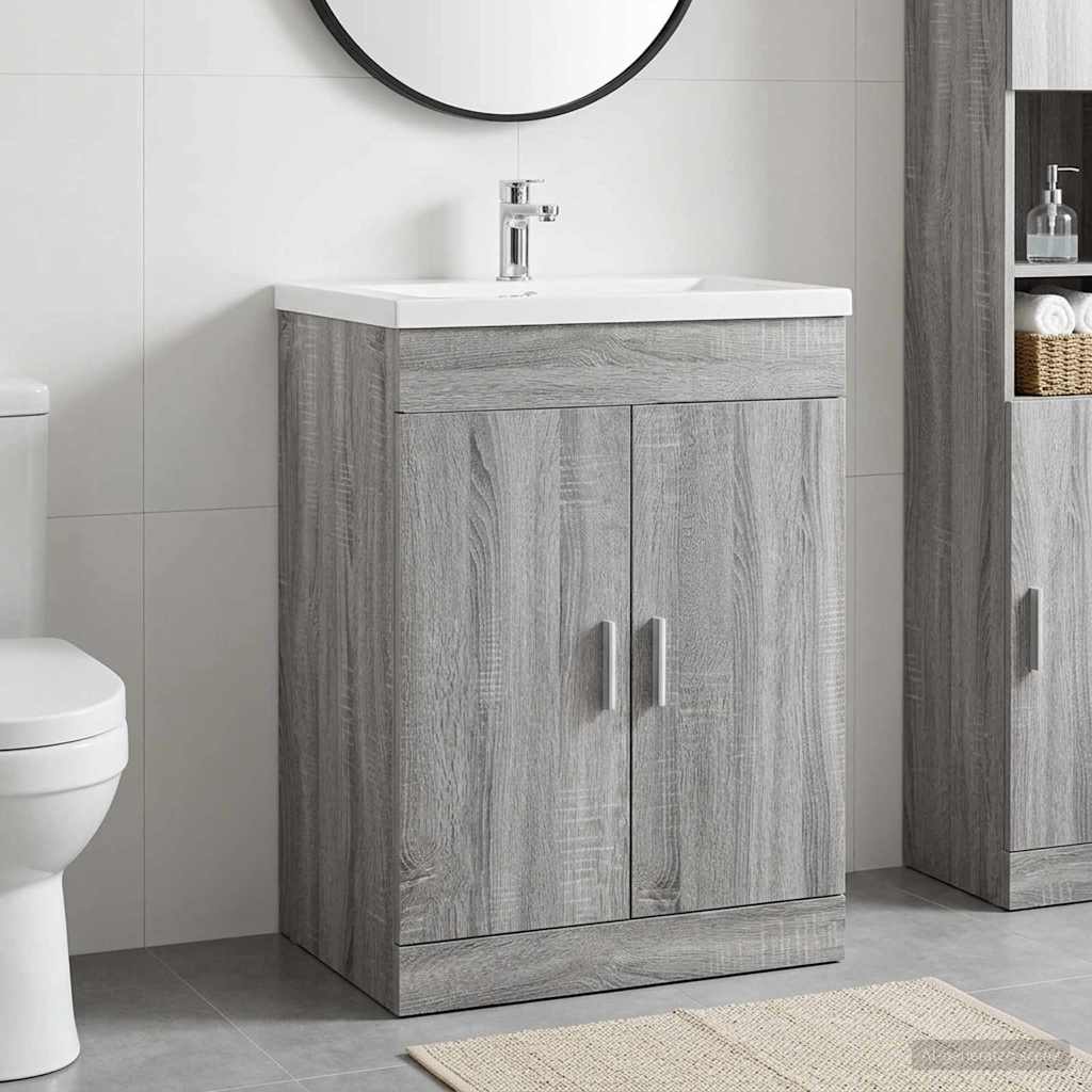 vidaXL Badkamer Onder Wasbak Kast Wit 56 x 37,5 x 81 cm Bewerkt hout