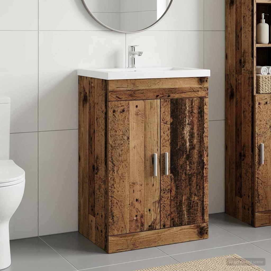 vidaXL Badkamer Onder Wasbak Kast Wit 56 x 37,5 x 81 cm Bewerkt hout
